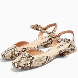 Topshop ALASKA Snake Square Toe Shoes Sz 40